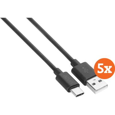 Azuri Usb A naar Usb C Kabel 5 stuks Zwart 1m Azuri Usb A naar Usb C Kabel 5 stuks Zwart 1m