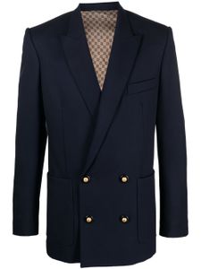 Balmain blazer en laine vierge à boutonnière croisée - Bleu