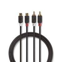 Stereo audiokabel | 2x RCA male - 2x RCA female | 2,0 m | Antraciet [CABW24205AT20] - thumbnail