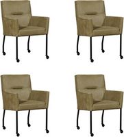 Set van 4 Olijfgroene leren moderne eetkamerstoelen Lucky - Kenia Leer Olive (olijfgroen leer) - thumbnail