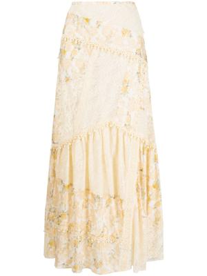 LoveShackFancy Rok met patchwork - Veelkleurig