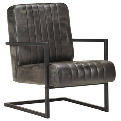 vidaXL Fauteuil echt leer verweerd grijs vidaXL Fauteuil echt leer verweerd grijs