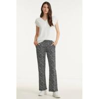 Geisha high waist wide leg palazzo broek met all over print zwart/wit