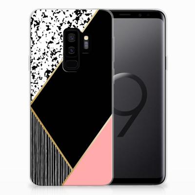 Samsung Galaxy S9 Plus TPU Hoesje Zwart Roze Vormen Samsung Galaxy S9 Plus TPU Hoesje Zwart Roze Vormen