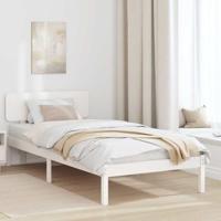 vidaXL Bedframe met Hoofdbord Wit 100x200 cm Massief Grenenhout