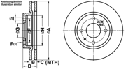 Remschijf ATE, Remschijftype: Geventileerd, u.a. für Mitsubishi - thumbnail