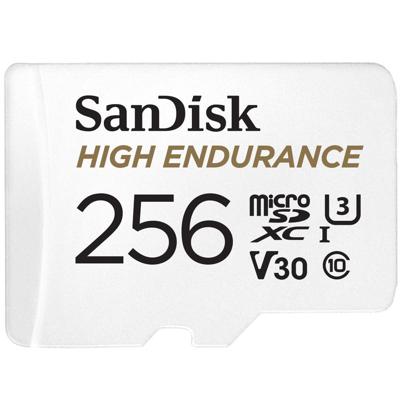 SanDisk High Endurance Monitoring miniSDXC-kaart 256 GB Class 10, UHS-I, UHS-Class 3, v30 Video Speed Class Incl. SD-adapter