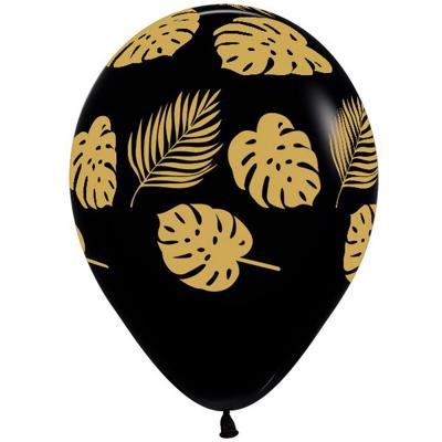 Ballonnen met Jungle en palmbladeren zwart goud 6 stuks