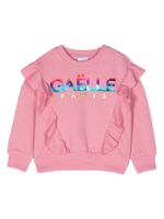 Gaelle Paris Kids sweat volanté à logo imprimé - Rose - thumbnail