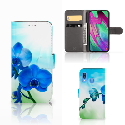 Samsung Galaxy A40 Hoesje Orchidee Blauw - Cadeau voor je Moeder Samsung Galaxy A40 Hoesje Orchidee Blauw - Cadeau voor je Moeder
