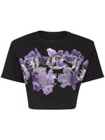 Philipp Plein haut crop à fleurs - Noir - thumbnail