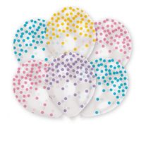 Ballonnen Transparant Pastel confetti print rond (6st)