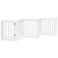 vidaXL Hondenhek inklapbaar met deur 15 panelen 750cm populierhout wit, hondenhekje, veiligheidshekje, honden hek, veiligheidshek, babyhekje