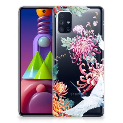 Samsung Galaxy M51 TPU Hoesje Bird Flowers Samsung Galaxy M51 TPU Hoesje Bird Flowers