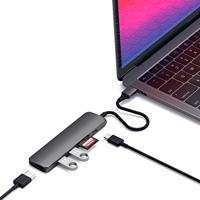 SATECHI USB-C Hub Slank Multipoort Adapter V2 Met 60W USB-C PD, 4K HDMI (60Hz), Micro/SD Kaartlezers, USB 3.0 - Voor M2/ M1 Macbook Pro/Air, M2/ M1 iPad Pro/Air, M2 Mac Mini, iMac M1 (Spacegrijs)