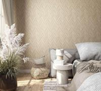 Marburg Vliesbehang visgraat patroon houtlook structuur beige bruin 33376