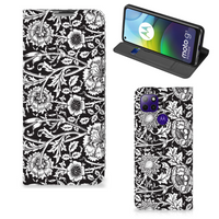 Motorola Moto G9 Power Smart Cover Black Flowers - thumbnail