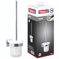 tesa® Ekkro toiletborstel, hoogglans verchroomd metaal, zelfklevende montage technologie, 145 mm x 112 mm x 379 mm