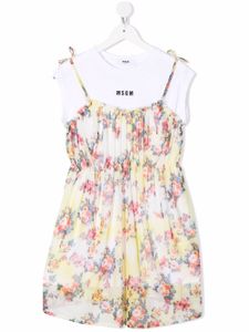 MSGM Kids robe à fleurs - Jaune