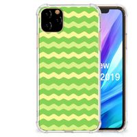 Apple iPhone 11 Pro Max Doorzichtige Silicone Hoesje Waves Green - thumbnail