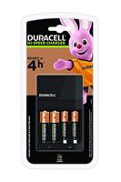 Duracell CEF14 batterijlader voor 4 uur, inclusief oplaadbare batterijen, AA+AAA