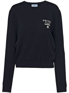 Prada pull en cachemire à logo intarsia - Bleu