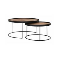 DTP Home Salontafel Mercurius Teakhout, Set van 2 stuks - Naturel - Rond - thumbnail