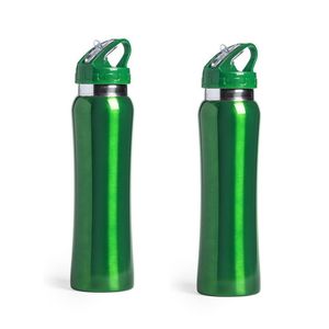 Set van 2x stuks luxe Drinkfles/waterfles 800 ml groen van RVS