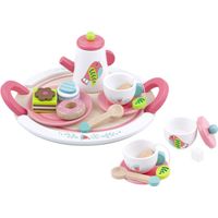 Tooky toy Houten Theeservies Wit/Roze 19-delig