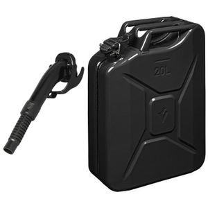 Metalen jerrycan zwart voor brandstof 20 liter incl. schenktuit