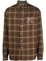 Palm Angels PA monogram-print checked shirt - Marron - thumbnail