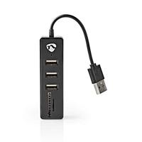 NEDIS 3-poorts USB 2.0 Hub met SD & Micro SD-kaartlezer, zwart