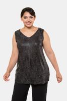 Ulla Popken Top, classic, V-hals, glitterjersey - Grote Maten