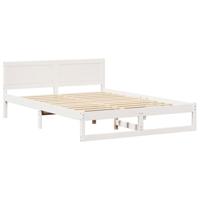 vidaXL Bedframe met Hoofdbord Wit 160x200 cm Massief Vurenhout