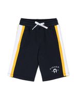 Aigner Kids short de sport rayé à logo brodé - Bleu - thumbnail