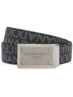 Dolce & Gabbana ceinture en jacquard à plaque logo - Noir