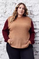 Ulla Popken gebreide colourblocking pullover - Grote Maten