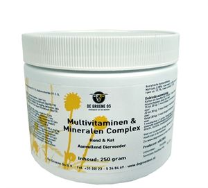 DE GROENE OS MULTIVITAMINEN / MINERALEN COMPLEX HOND / KAT 250 GR