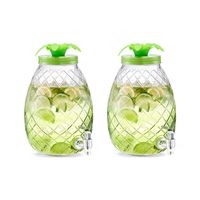 2x Groene glazen drank dispensers ananas 4,5 liter