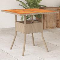 Tuintafel 80x80x75 cm poly rattan en acaciahout beige - thumbnail