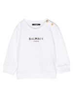 Balmain Kids sweat en coton à logo appliqué - Blanc