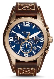 Horlogeband Fossil JR1505 Onderliggend Leder Bruin 22mm