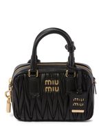 Miu Miu mini sac en cuir matelassé à plaque logo - Noir - thumbnail