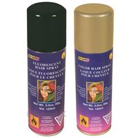 Haarverf/haarspray - 2x - goud/zwart - spuitbus - 125 ml - Carnaval/halloween