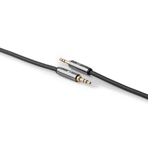 Stereo-Audiokabel | 3,5 mm Male - 3,5 mm Female | Gun Metal Grey | Gevlochten kabel