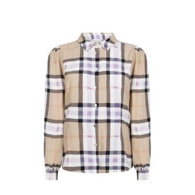 Tramontana geruite blouse zand/wit/lila Tramontana geruite blouse zand/wit/lila