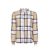 Tramontana geruite blouse zand/wit/lila