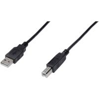 Digitus USB-kabel USB 2.0 USB-A stekker, USB-B stekker 1.00 m Zwart Rond, Afgeschermd (dubbel) AK-300105-010-S