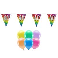 Boland Party 40e jaar verjaardag feest versieringen - Ballonnen en vlaggetjes - thumbnail