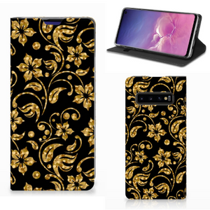 Samsung Galaxy S10 Smart Cover Gouden Bloemen